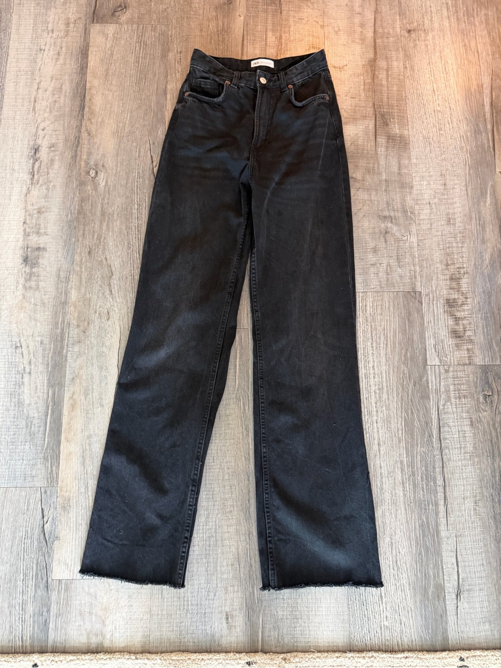 Zara Black High-Rise Flared Jeans